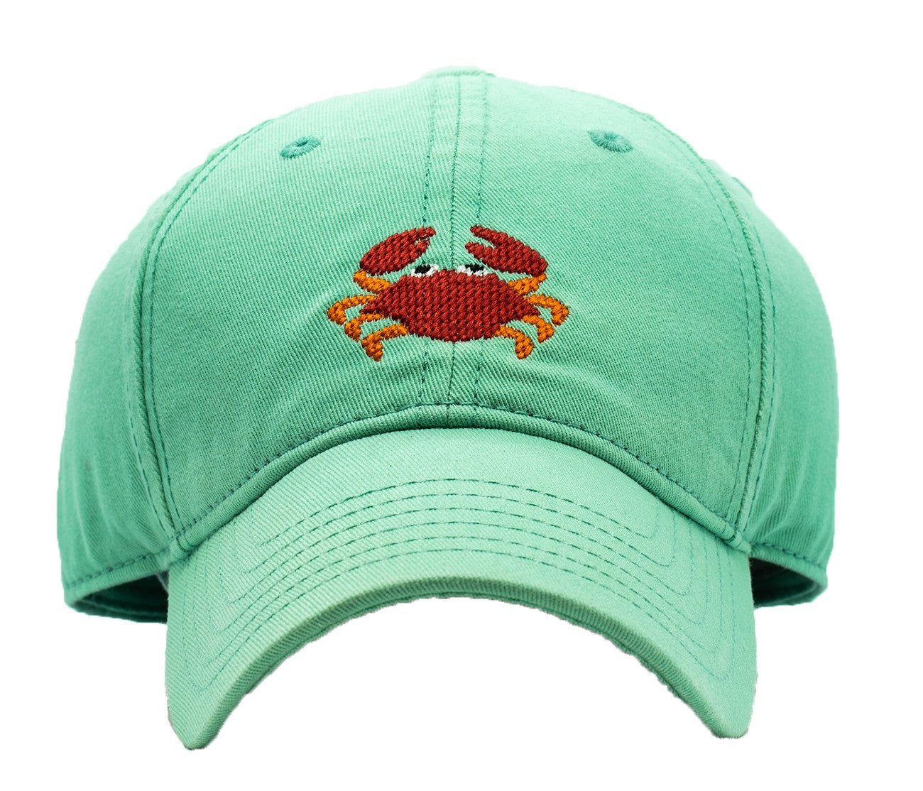 Harding Lane Kids Needlepoint Baseball Hat - Crab on Keys Green
