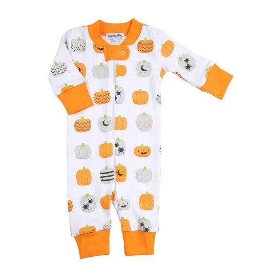 Magnolia Baby Orange Halloween Pumpkin Parade Zipped Pajamas