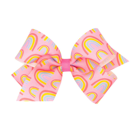Wee Ones Girls Hair Bow - Trendy Girl - Pearl Pink Rainbows