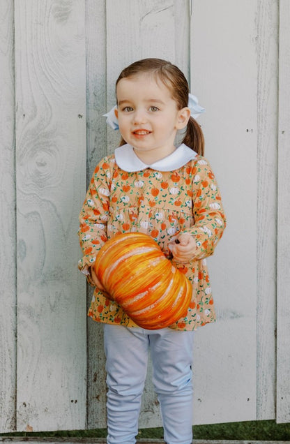 Proper Peony Pima Girls Orange / Blue Autumn Vine Leggings Set