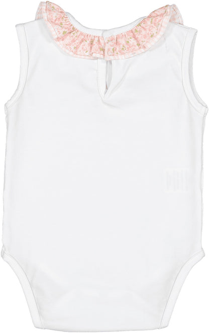 Sal & Pimenta Girls Onesie Bodysuit - Pink Lily Trim