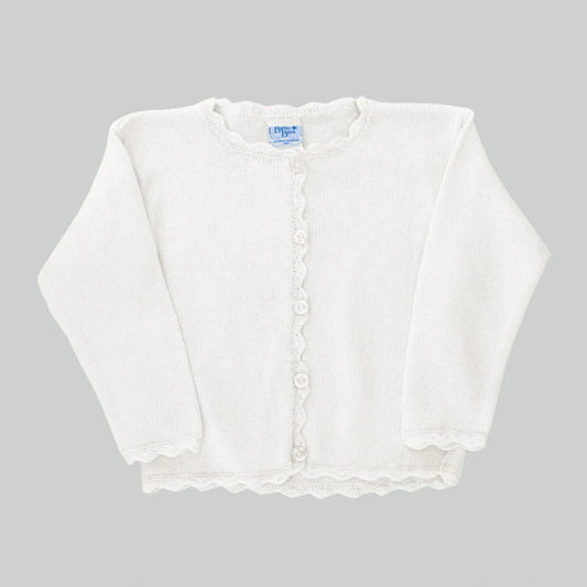 Bailey Boys Girls Classic Cardigan Sweater - Scallop - White by Bailey Boys