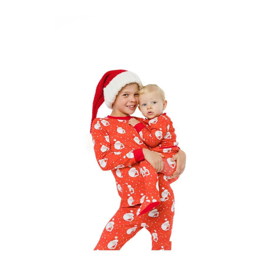 Sal & Pimenta Baby Boys Footie Christmas Pajamas - One Piece - Red Santa Glows