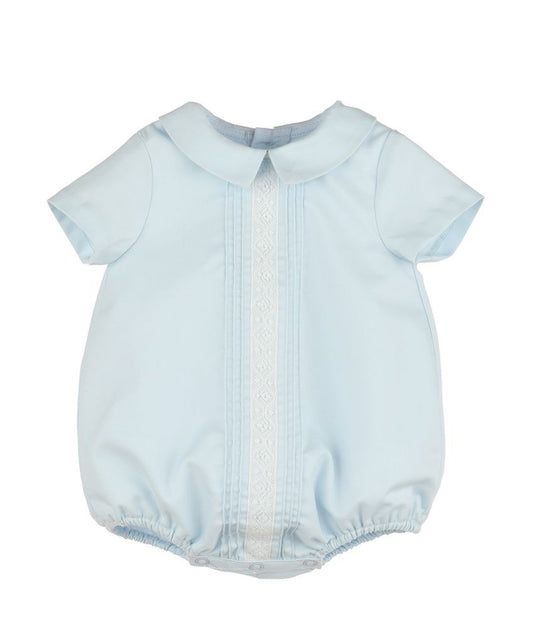 Luli & Me Baby Boys Pintucks Bubble - Blue