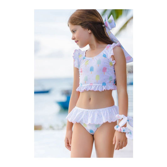 Sal & Pimenta Girls Swimsuit - Popsicles Party Print - Skirted Bikini