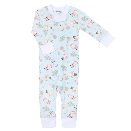 Magnolia Baby Sweet Little Christmas Zipper Pajamas - Blue