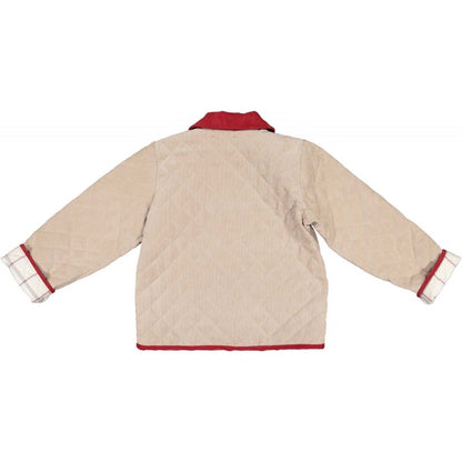 Sal & Pimenta Boys Quilted Jacket Coat - Tan Camel with Red Trim