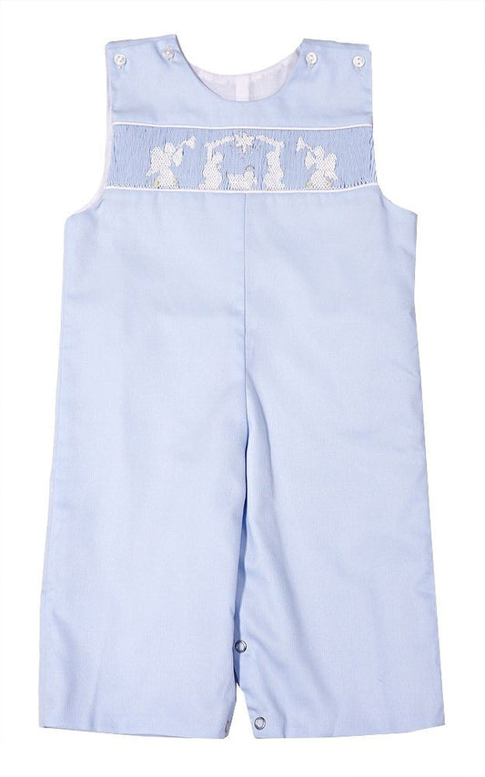 LuLu BeBe Boys Light Blue Smocked Nativity Scene Longall