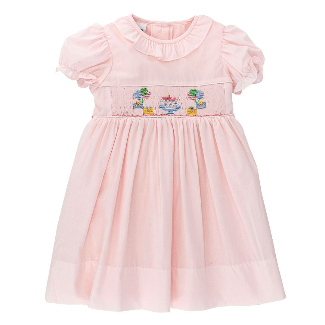 Bailey Boys Girls Pink Smocked Happy Birthday Dress with Sash