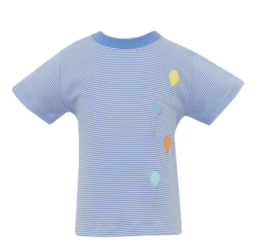 Claire & Charlie Baby Boys Blue Striped Knit Birthday Balloons Shirt by Claire & Charlie