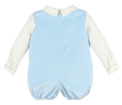Luli & Me Baby Boys Corduroy Pocket Bubble with Shirt - Light Blue
