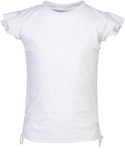Snapper Rock Girls White Flutter Sleeve Rash Guard Top