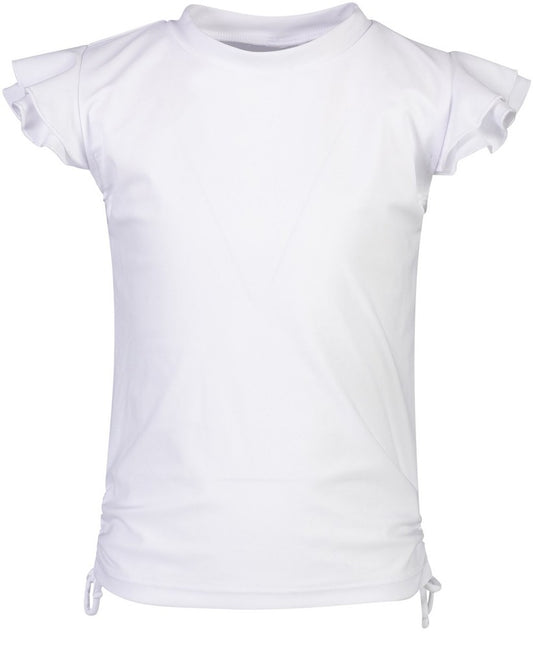 Snapper Rock Girls White Flutter Sleeve Rash Guard Top