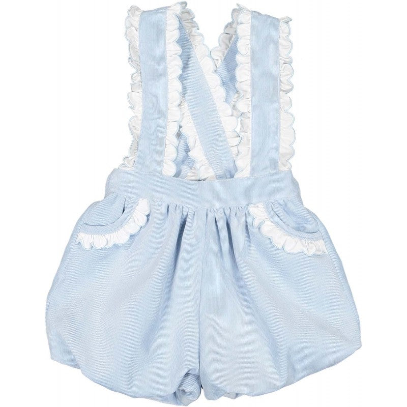 Sal & Pimenta Toddler Girls Bubbly Shorts Ruffle Overall - Blue Corduroy