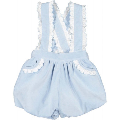 Sal & Pimenta Toddler Girls Bubbly Shorts Ruffle Overall - Blue Corduroy