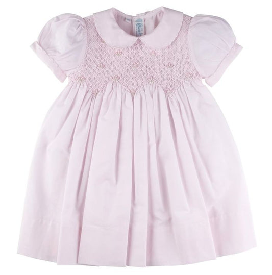 Feltman Brothers Baby / Toddler Girls Scalloped Pearl Smocked Dress - Pink