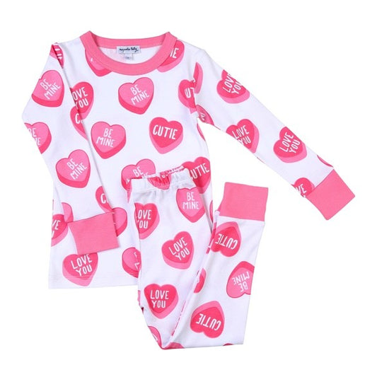 Magnolia Baby Little Girls XOXO Pink Valentine Hearts Long Pajamas