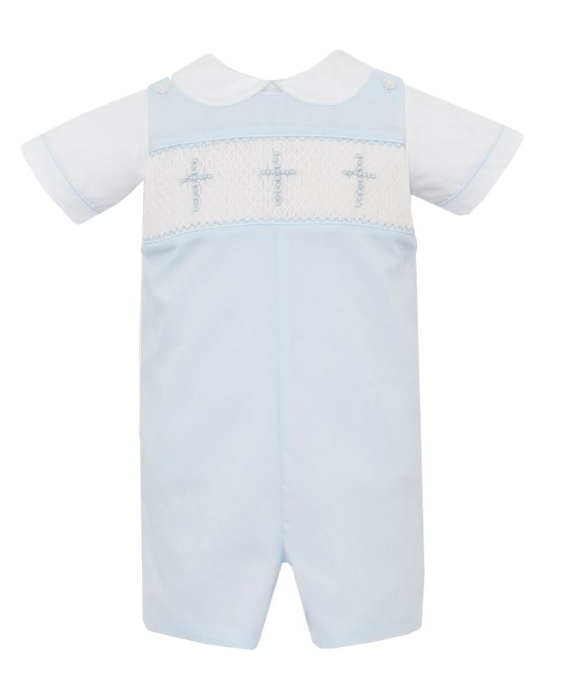 Anavini Boys Light Blue Smocked Cross Jon Jon with Shirt