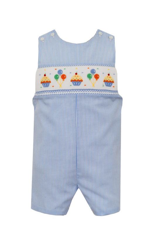 Anavini Velani Boys Blue Striped Smocked Birthday Jon Jon by Anavini