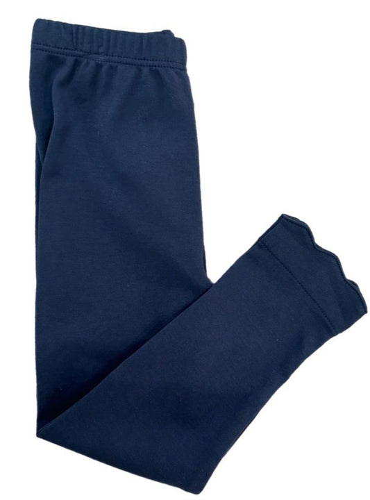 James & Lottie Girls Scalloped Leggings - Navy Blue