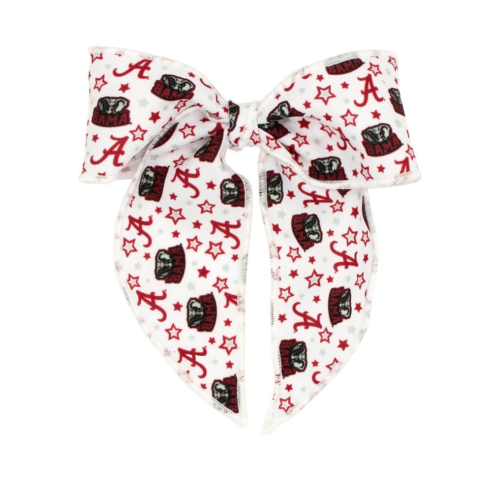 Wee Ones Girls College Star Whimsy Bow with Tails - Alabama Crimson Tide