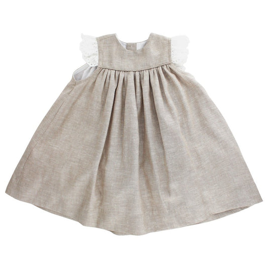 Bailey Boys Toddler Girls Flax Linen Float Dress - Eyelet Trim