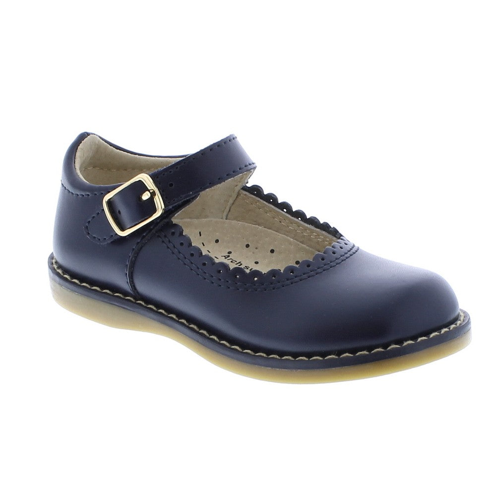Footmates Girls School Shoes - Allie Mary Janes - Navy Blue