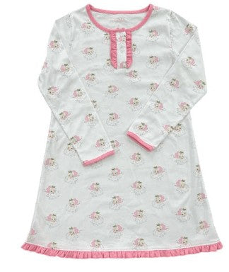 James & Lottie Girls Christmas Lounge Dress - Pink Santa Claus