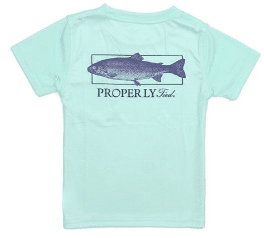 Properly Tied Performance Tee Shirt - Trout Fish on Seafoam Green