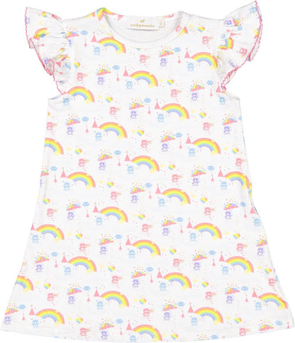 Sal & Pimenta Girls Knit Dress - A-Line - Life on a Rainbow Print