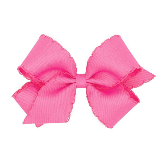 Wee Ones Girls Hair Bow - Monotone Moonstitch - Hot Pink