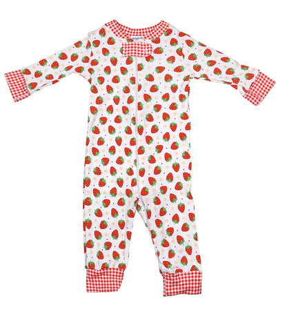 Magnolia Baby Girls Fresh Strawberries Zipped Pajamas