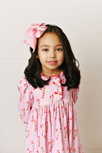 Swoon Baby Girls Butterknit Dress - Pink Candy Canes Print