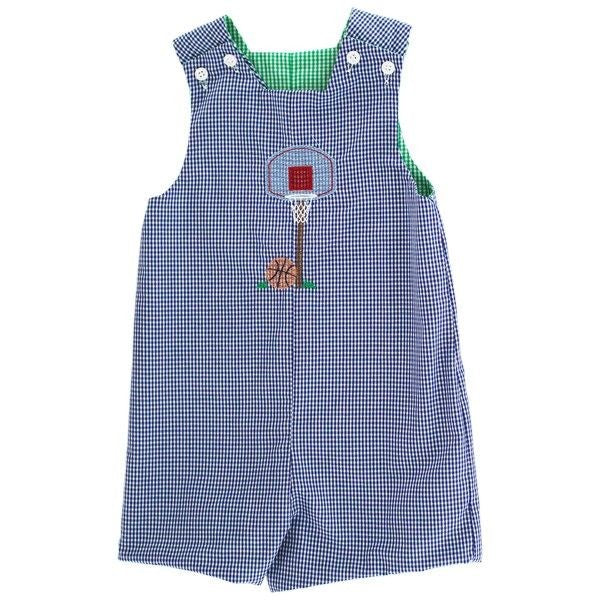 Bailey Boys Reversible Jon Jon - Green with School Apple - Blue with Basketball