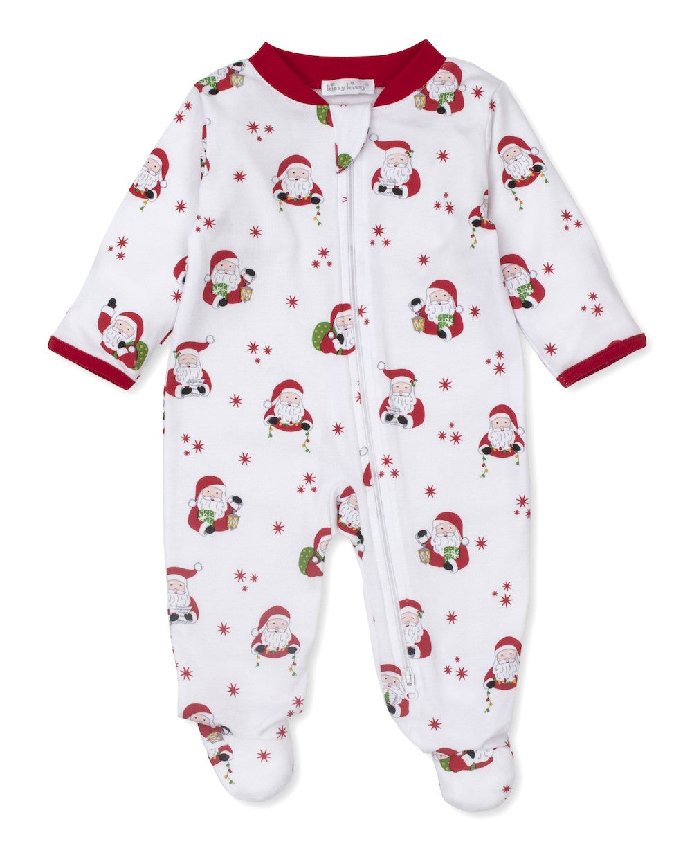 Kissy Kissy Baby Footie with Zipper - Santa Claus Print