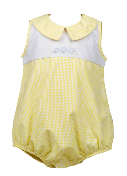 Proper Peony Baby Boys Bubble - Yellow Check Clary Easter Chicks
