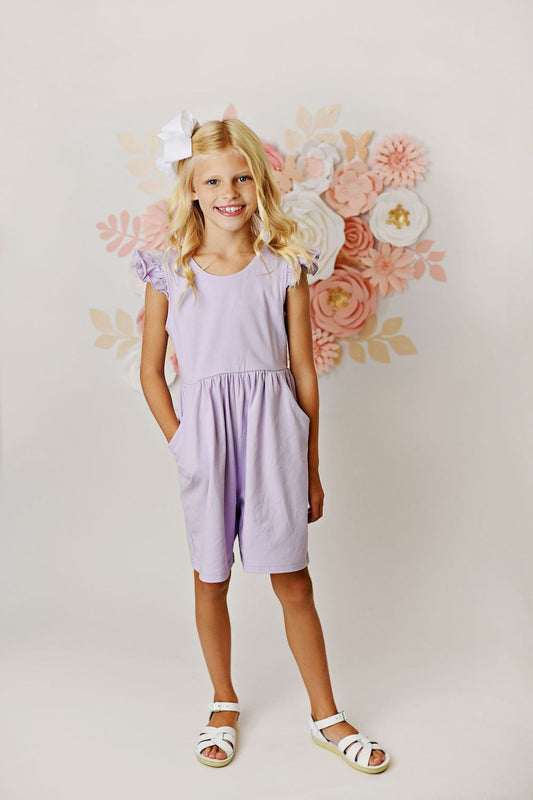 Swoon Baby Girls Pocket Jumper Romper - Lavender
