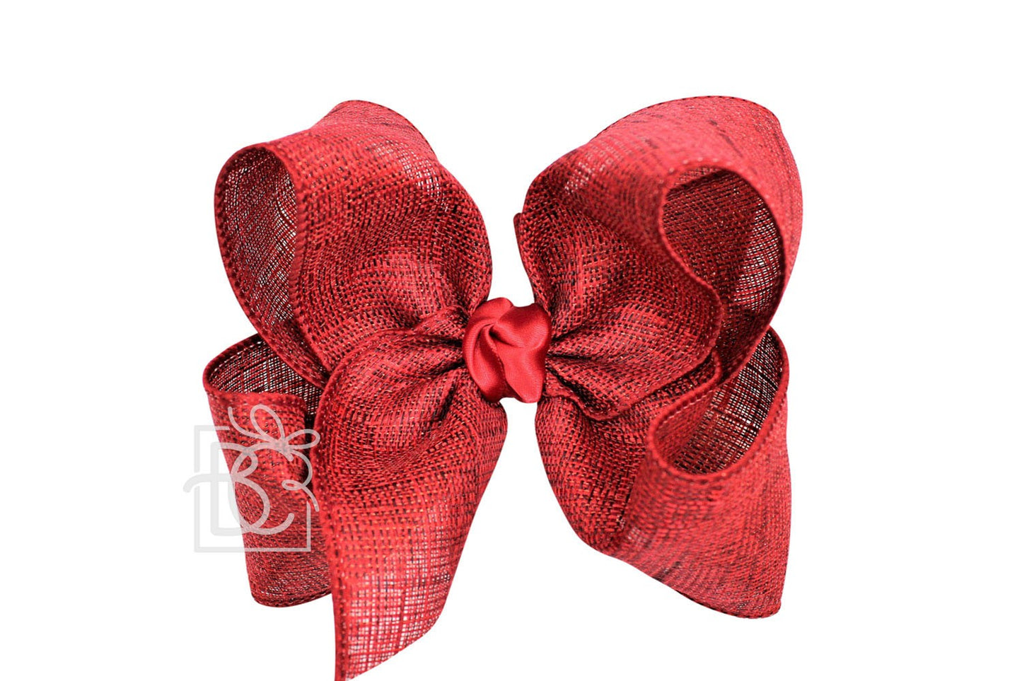 Beyond Creations Girls Shimmer Linen Hair Bow on Clip - Scarlet Red