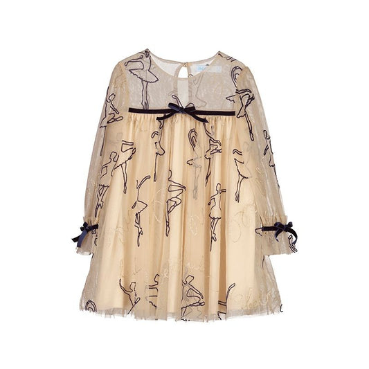 Abel & Lula Girls Golden Wheat Ballerina Tulle Dress