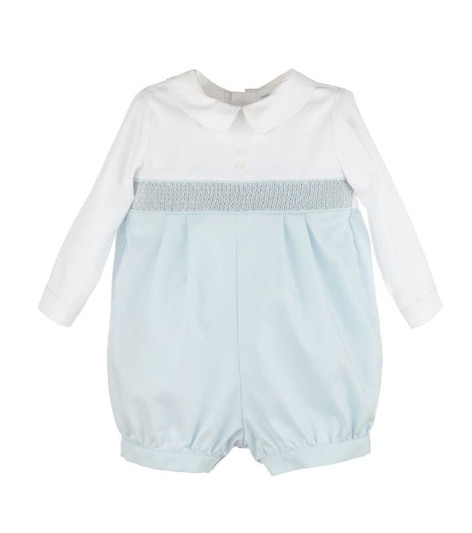 Luli & Me Baby Boys Timeless Bliss Smocked Bubble - White & Blue