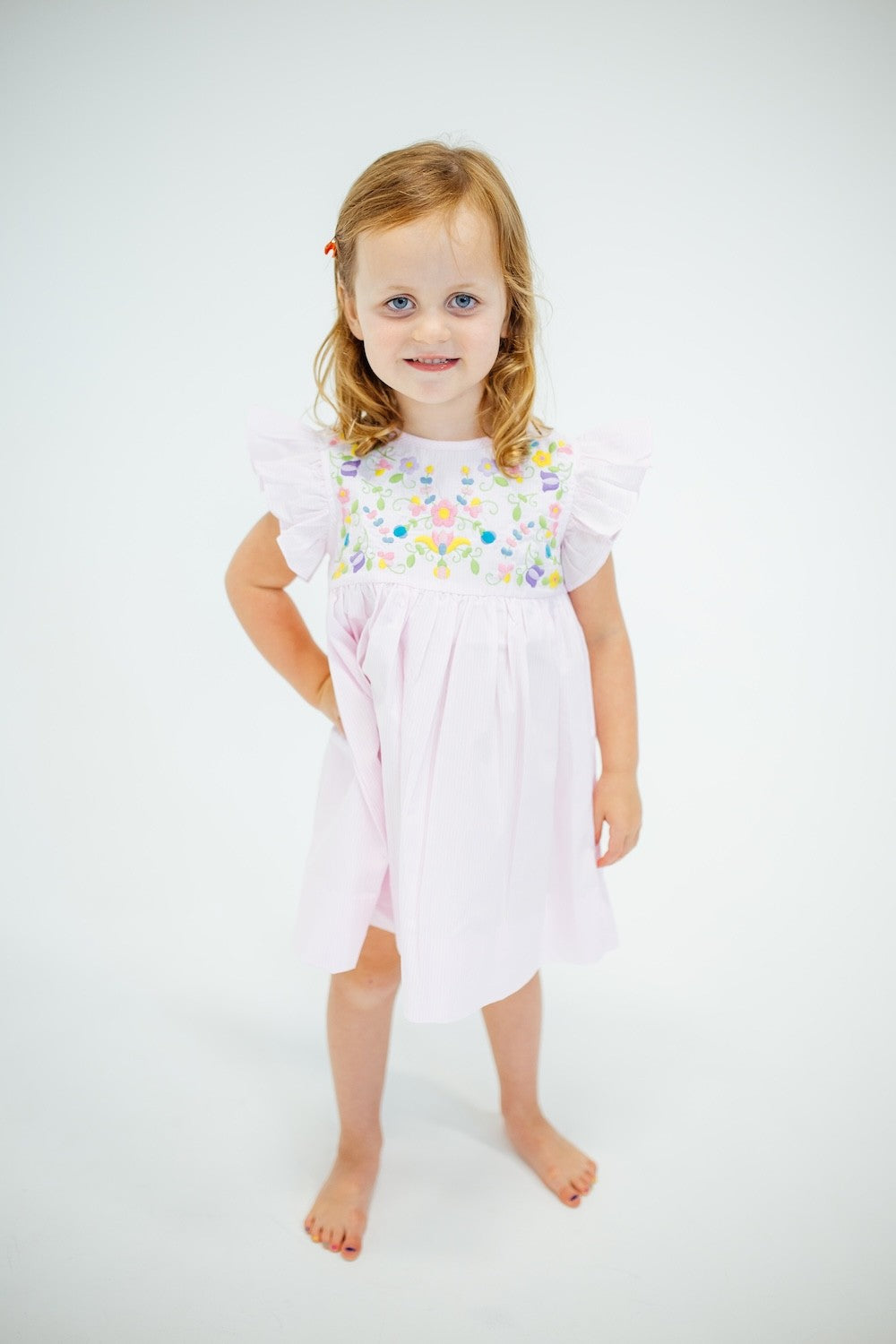 Shop Teeta Girls Pink Embroidery Hallie Dress