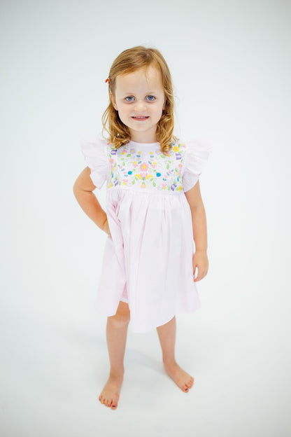 Shop Teeta Girls Pink Embroidery Hallie Dress
