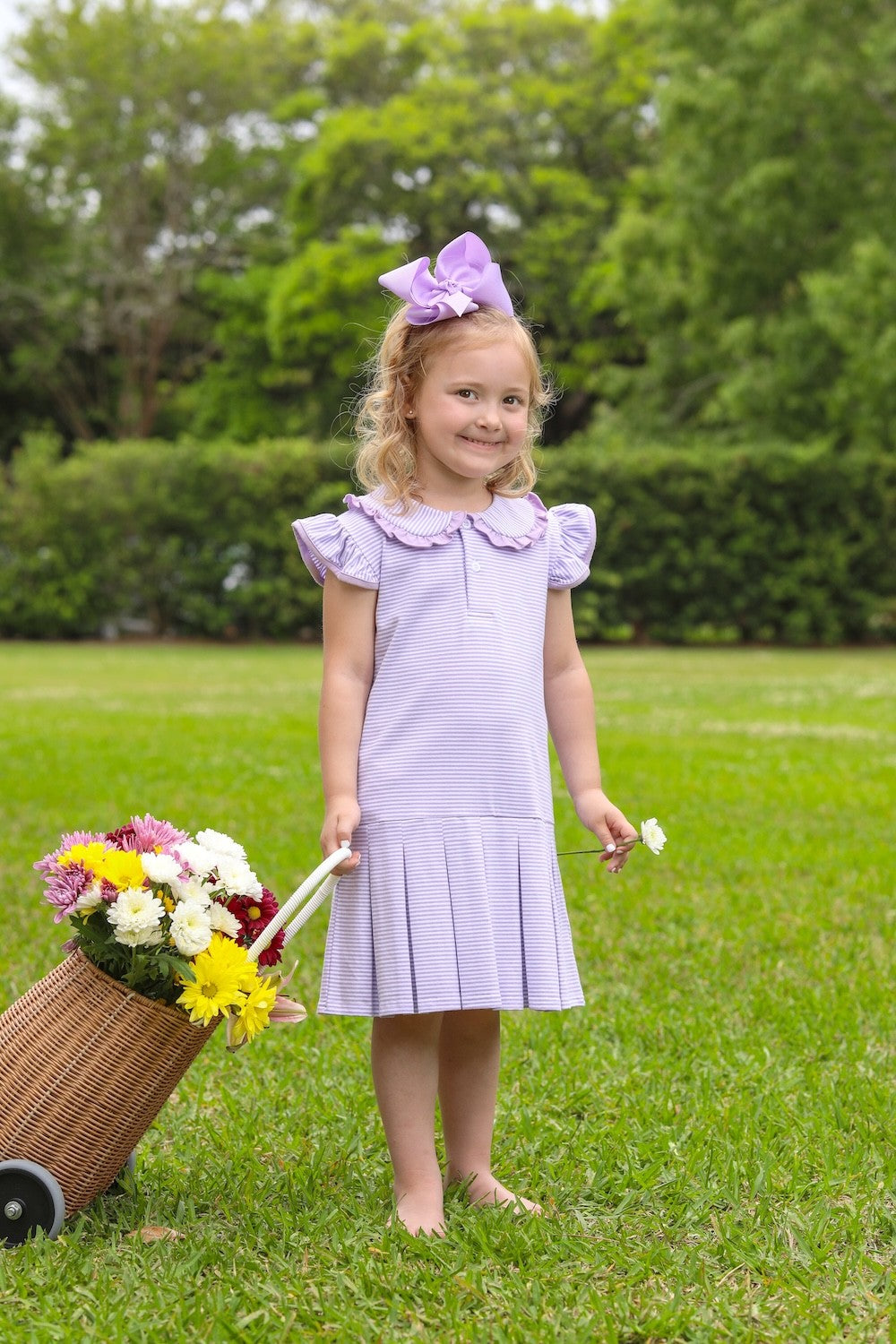Trotter Street Kids Girls Camilla Knit Dress - Lavender Stripe 2 Trotter Street Kids Girls Camilla Knit Dress - Lavender Stripe 2