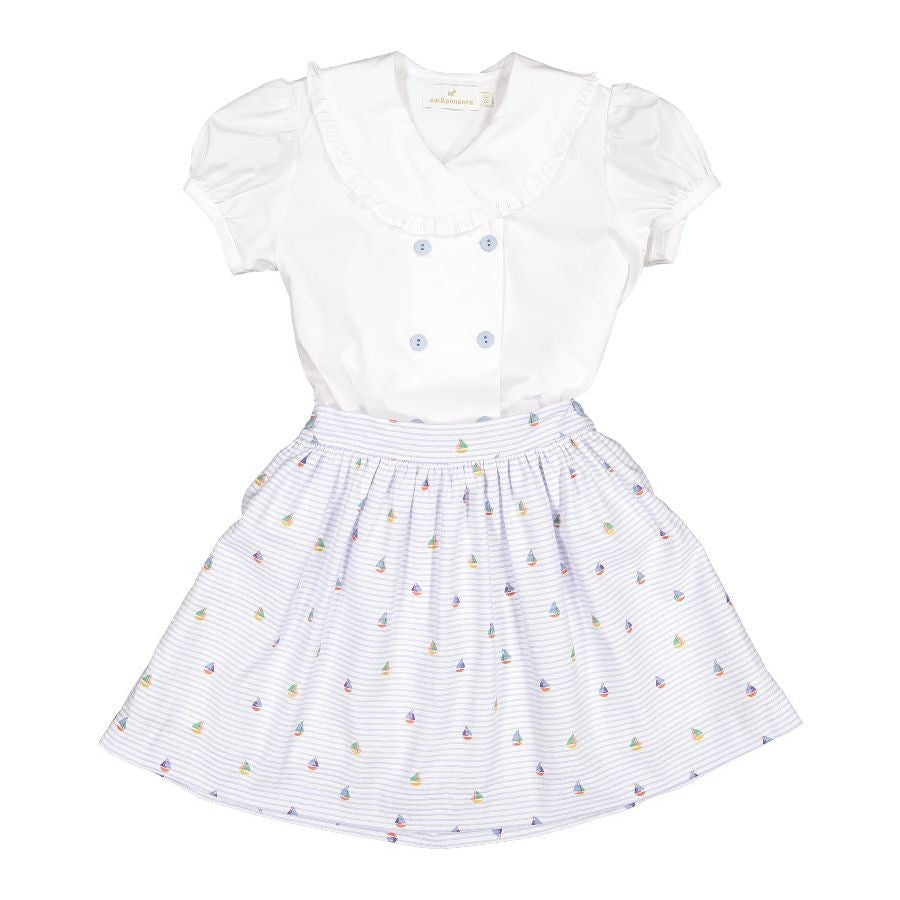 Sal & Pimenta Girls Skirt Set - Nautical Theme with Sailor Collar