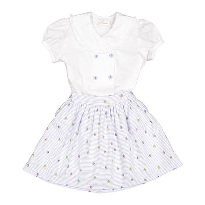Sal & Pimenta Girls Skirt Set - Nautical Theme with Sailor Collar