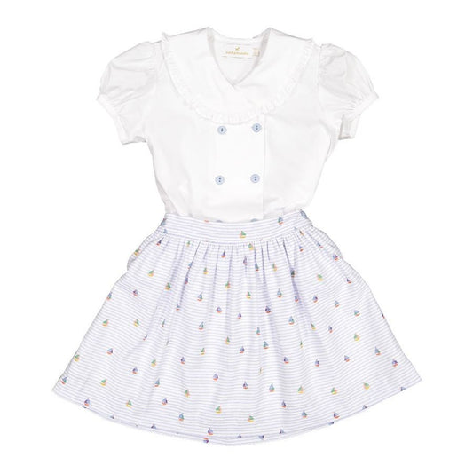 Sal & Pimenta Girls Skirt Set - Nautical Theme with Sailor Collar