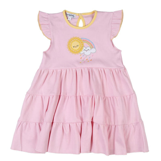 Magnolia Baby Girls Pink Happy Day! Rainbow Tiered Dress