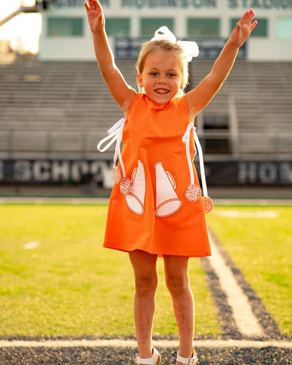Yellow Lamb Girls Game Day Jumper Cheer Dress - Orange