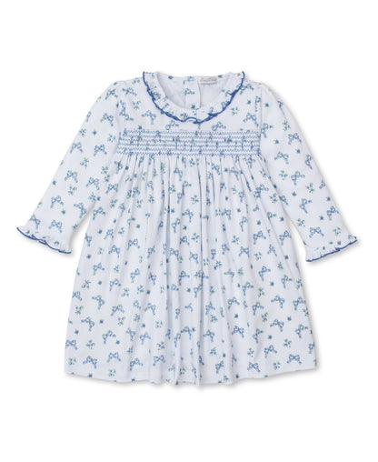 Kissy Kissy Toddler Girls Smocked Dress - Blue Blooming Bows