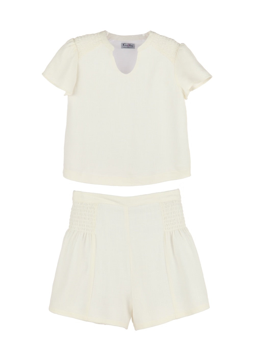 Luli & Me Gabby Girls Dressy Ingrid Shorts Set - Ivory